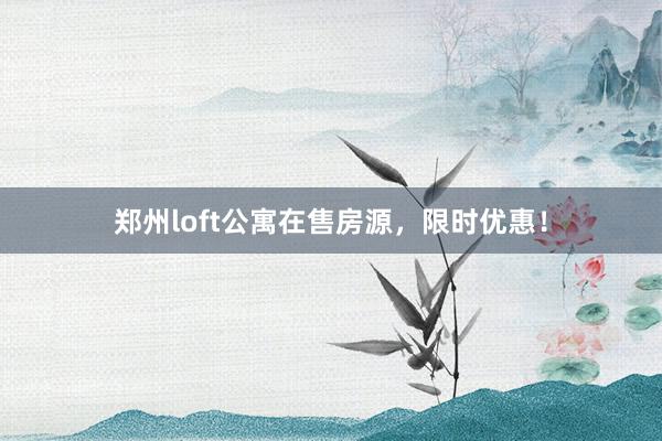 郑州loft公寓在售房源,限时优惠!
